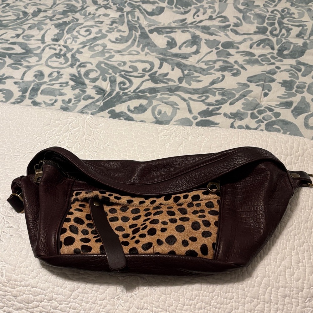 Parker Thatch Leopard Print Cross Your Heart Sling Bag